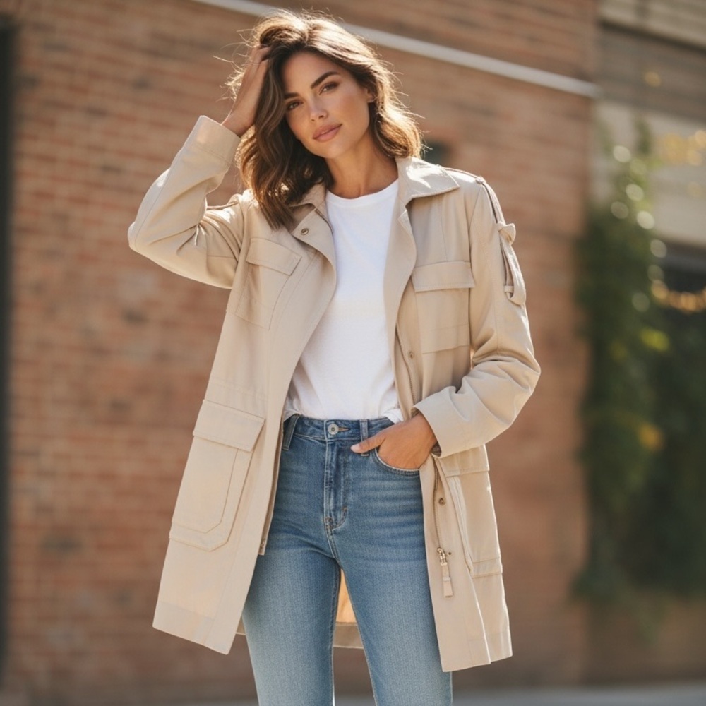 BCBGMaxAzria Beige Utility Jacket - Runway Edition - Size XXS